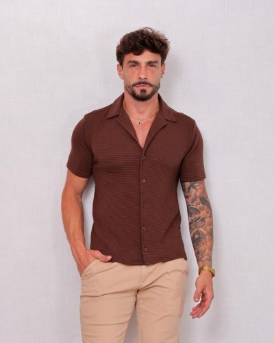 Camisa Masculina Marrom Tricô Touch