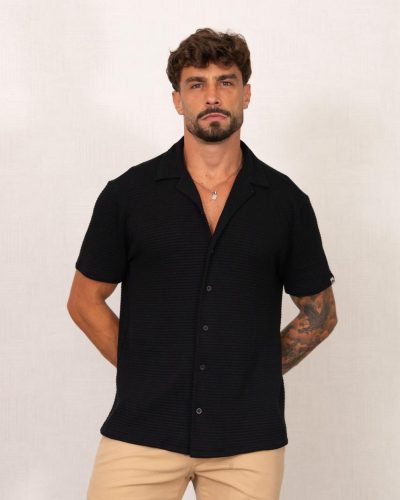 Camisa Masculina Preta Tricô Touch